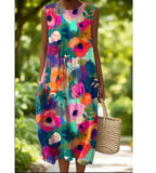 And Summer 2025 New Sleeveless Casual Print Temperament Dress Dress Body Small Fresh Casual