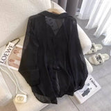 Fork Chiffon Sunscreen Shirt Women's Summer 2025 New Korean Version Of Loose Gas Thin Open Shirt