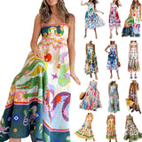 Summer Women's New Temperament Elegant High-Waist Print Slings Casual Fashion