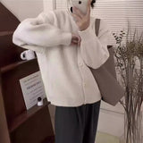 2025 New Lazy Korean Sweater Cardigan Women's Soft Sheeps Pits Button Sweater Dark