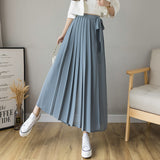 Women 2025 Early Spring New Korean Pressure Folded Skirt Broad Legs Long