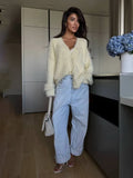 Leopard Knitted Cardigan Sweater V Collar Design Elegant And Colorful Style Full Of Loose