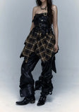 Faux Leather Plaid Midi