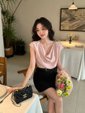Xixi 13 Line 2025 Summer New Temperament Elegant Collared Shirt Chiffon T-Shirt Top Women