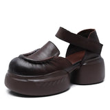 Cow Skin Retro Baotou Thick-Soled Roman Sandals Women's 2025 Summer New Commute Comfortable Casual Women's