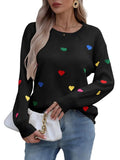 And Winter Knitted Fashion Color Love Long-Sleeved Collar Collar Sweater
