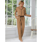 Zingj Women's Pajamas Autumn And Winter Thick Long-Sleeved Cardigan Trousers Two Sets Of Home