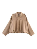 Women's Clothing Explosion Nine-Colored Velvet Texture Collar Loose Bomber Jacket