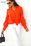 Sexy Lace Hollow Out Women Blouse Streetwear 2023 Autumn Black Button Up Shirts Green Top Long Sleeve Mesh Design