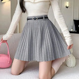 Pleated High Waist Belted Mini Skirt- Outfit