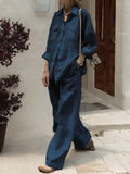 2025 New Women's Long-Sleeved Shirt Loose Pants Two