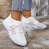 Casual Sports Single Shoe Lace Mesh Breathable Sports Single Shoes Women's Shoes Light Flat Bottom
