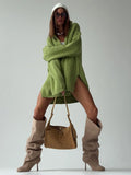 Street Style Ultra-Loose Zipper Sweater Female High-Collar Open Fork Design Fashion Personality Fried Street Autumn And