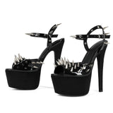 Club Sexy Rivet Black Water Table Fine High Heel Transfled Large Women High Heel