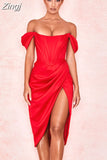 Quality Satin Bodycon Dress Women Party Dress 2023 New Arrivals White Midi Bodycon Dress Celebrity Evening Club