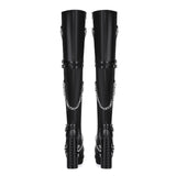 Y2k Rivet Punk Goth Thick And High-Heeled Size 44 Female Knee Boots