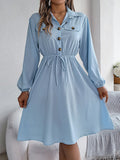 Shooting 2025 Autumn And Winter Leisure Button Tie With Waist Long-Sleeved Shirt Skirt Women's