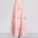 Sense A Word Skirt 2025 Summer New Fashion Three-Dimensional Flower Splicing High Waist Versatile Long Skirt