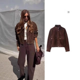 Autumn New Women's Fashion Loose Tidum Coat Collar Long Sleeve