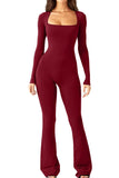 Women's Long-Sleeved Giose Waist-High-Legged Jump-Suited Jump-Suited Jump-Suited