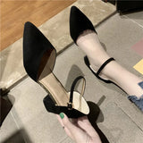 Heel Women's 2025 New Working Shoes Women Black Light Mouth Empty Single Shoes Female Buckle Net Red