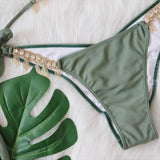 Zingj Bikini Swimsuit Female Ins Web Celebrity Wind Vacation Sexy Chain Tie Belt Gathered Split Body