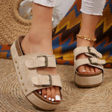 Thick-Bottomed Rivets Slipper Women Wear Metal Buckle Cake Bottom Cold