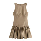 Autumn Fashion New Round Collar Sleeveless Bow Dress Women's Dress