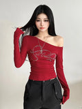 Sales Of 100,000] Trendy Letter Scald Collars With Long-Sleeved T-Shirt Girls Folded Thai Hottie