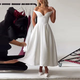 Temperament Famous Wind Dress Woman 2025 Summer New Fashion Elegant Style Solid Color Shoulder Dress