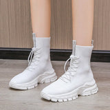 Boots Women's Spring And Autumn Elastic Socks Boots 2025 New Platform Casual Knit Sports Ankle Boots Sock