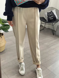 Thicken Women Pencil Pants Wool Pants Female 2023 Autumn High Waist Loose Trousers Capris Good
