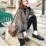 Women Plaid Simple Loose Elegant Womens Coat All-match Workwear Harajuku Korean Style Ulzzang Females Fashion Chic