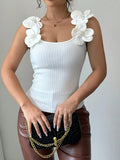 Three-Dimensional Flowers Elegant Spring And Summer Knitted