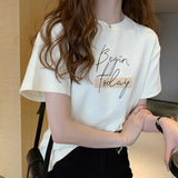 Zingj New Summer Fashion Foreign Style Print Round Collar Short Sleeve T-Shirt Women's Loose Half Sleeve Shirt Bottom
