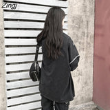 Hat Hoodies Harajuku BF Style Black Hip-hop Chic Teens Sweatshirts Autumn Trendy All-match Daily Simple Womens Streetwear
