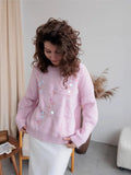Retro Glide Hollow Soft-Gutter Sweater Knitted Women's Autumn And Winter Heavy Industry Design Niche Lazy Loose