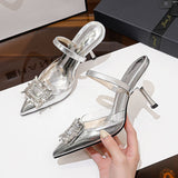 Temperament Tip Head Sandals Women's 2025 New Fashion With Skirt High Heels French Water Drill