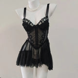 In Gentle* Sexy Dating Pajamas Slings Aja Girls Spring And Autumn Winter Model Perspective Mesh Pure Home