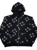 Oversized Star Print Zip Up Hoodie- Outfit