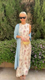 Summer New Temperament Elegant Printed Dress Collar Vest Two-Piece Set