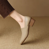 Zingj Heel Single Shoes Female 2024 New Pointed Deep Mouth French Small Fragrant Wind Thick With Temperament Pure Color Small Leather Shoes Female-Outfit