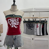 Shooting Cowboy Splicing Braid Vest Babes Letter Graffiti Printing Short Sleeveless Outside Wear