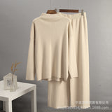 Hot Sales Solid-Color Suit Women Irregular Open Fork Top + Wide Leg Pants Leisure Loose