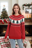And Winter New Christmas Sweater Women Loose Knitted Green Pine Embroidered Clothes On The