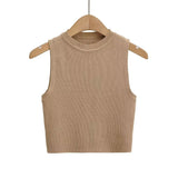 Summer New Top Sleeveless Short Knitted Vest Female
