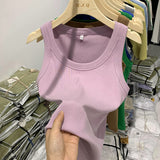 Girls Tight Anti-Smooth Threaded Vest Women's Spring And Summer Suit Slim Top Ins
