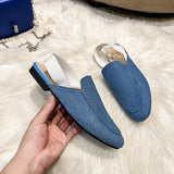 elastic belt half slippers women summer wear Muller shoes 2022 new flat
