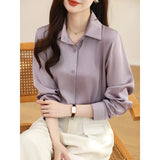 And Autumn 2025 New Advanced Sensational Anti-Floored Wrinkled-Faced Shirt For Women's French Leisure Career Commuting