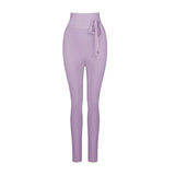 Sexy Women Pants 2022 New Summer Fashion High Waist Skinny Ties Female Solid Long Pencil Party Bodycon Bandage